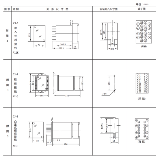 JL8-13集成電路電流繼電器繼電器外形尺寸及開(kāi)孔尺寸