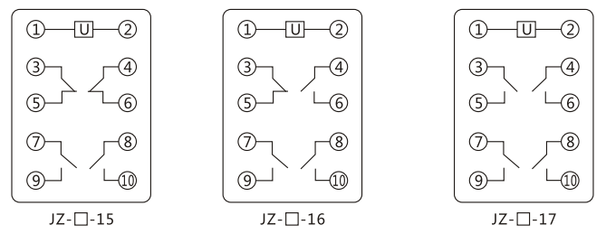 JZY（J)-404靜態(tài)中間繼電器內部接線圖及外引接線圖