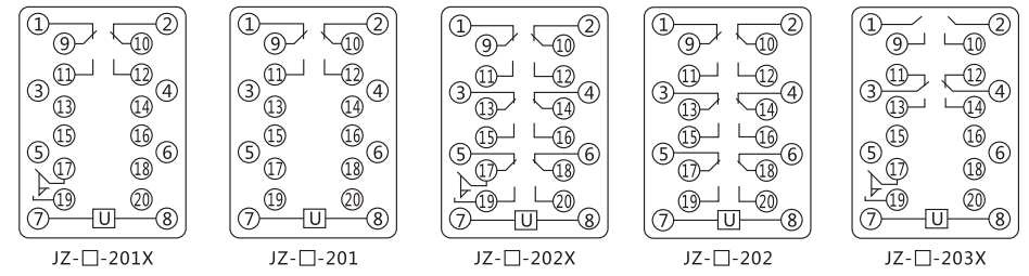 JZY（J)-404靜態(tài)中間繼電器內部接線圖及外引接線圖